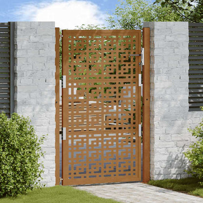 Cancello da Giardino 105x155 cm Acciaio Corten Design a Croce