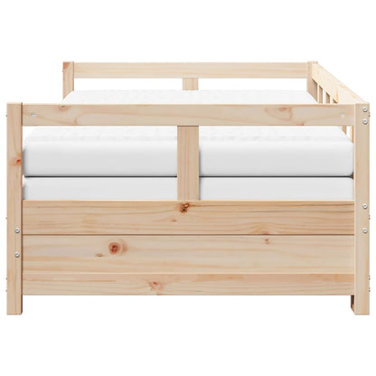 Divano Letto con Rotelle e Materasso 80x200 cm in Legno di Pino