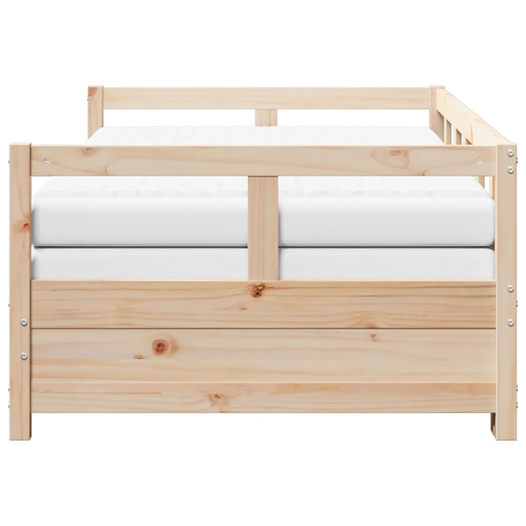 Divano Letto con Rotelle e Materasso 90x200 cm Massello di Pino