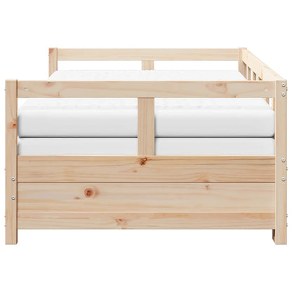 Divano Letto con Rotelle e Materasso 90x200 cm Massello di Pino