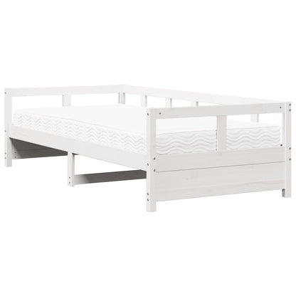 Dormeuse con Materasso Bianca 80x200 cm Legno Massello di Pino