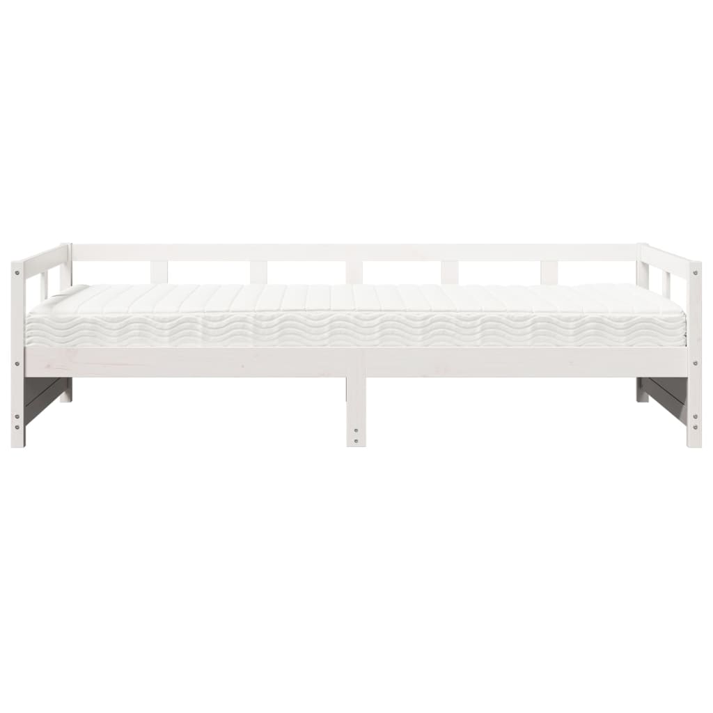 Dormeuse con Materasso Bianca 80x200 cm Legno Massello di Pino