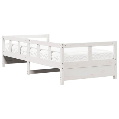 Dormeuse con Materasso Bianca 80x200 cm Legno Massello di Pino