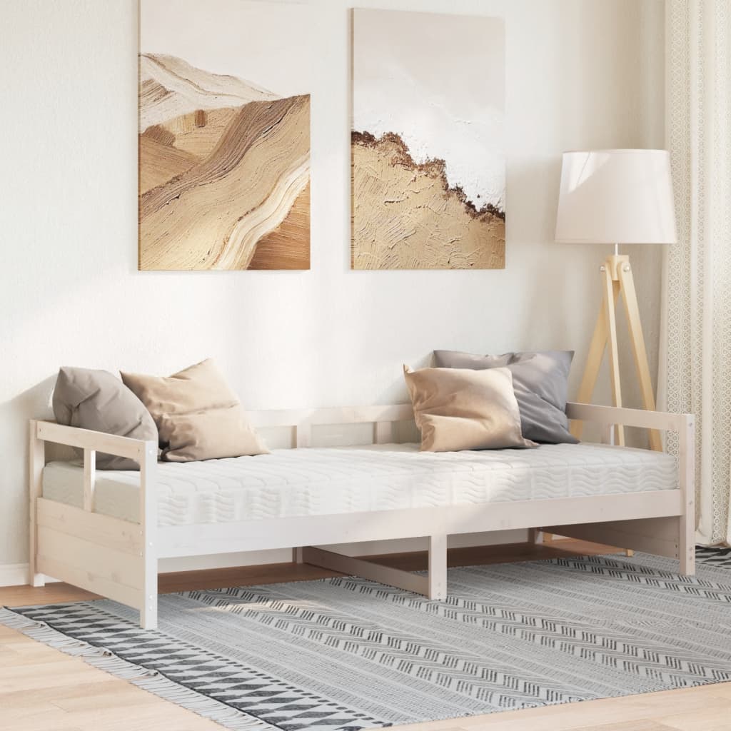 Dormeuse con Materasso Bianca 80x200 cm Legno Massello di Pino
