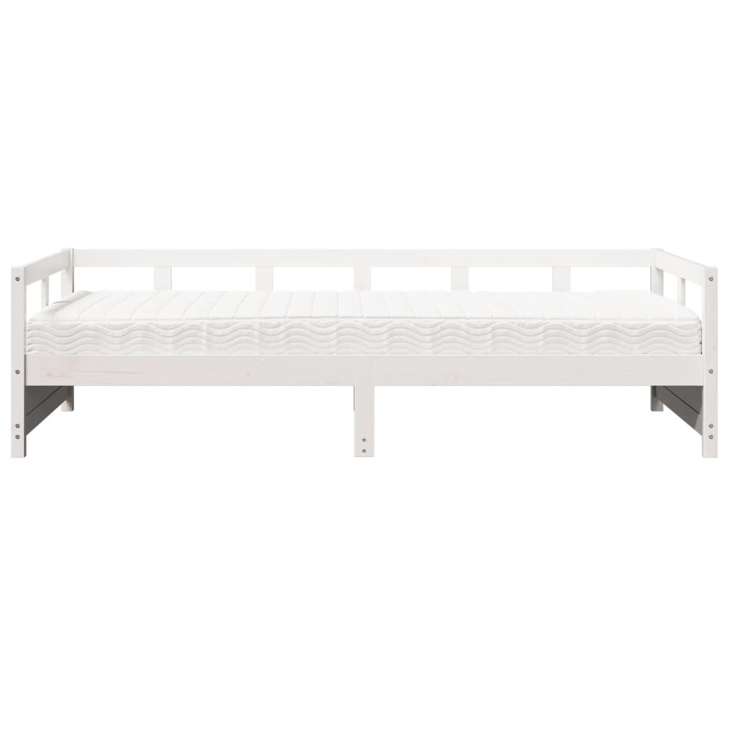 Dormeuse con Materasso Bianca 90x200 cm Legno Massello Pino