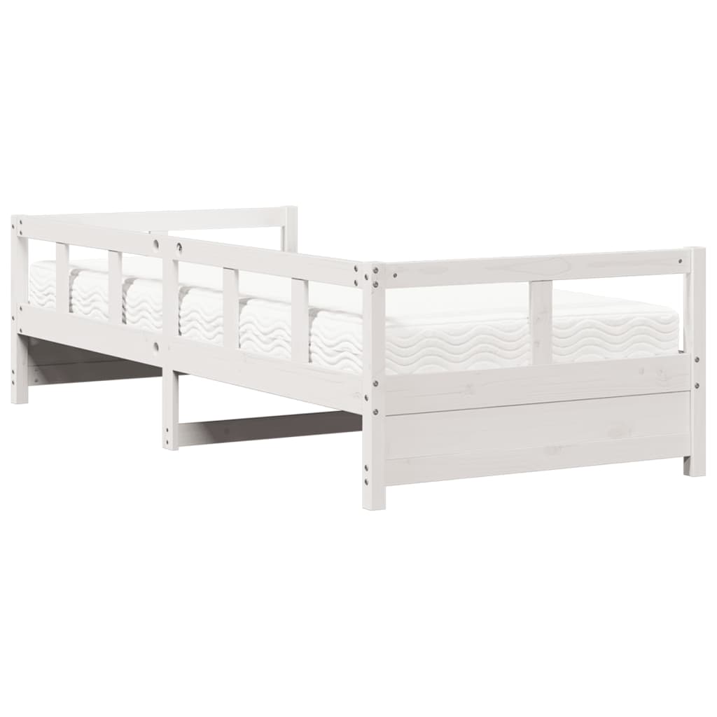 Dormeuse con Materasso Bianca 90x200 cm Legno Massello Pino