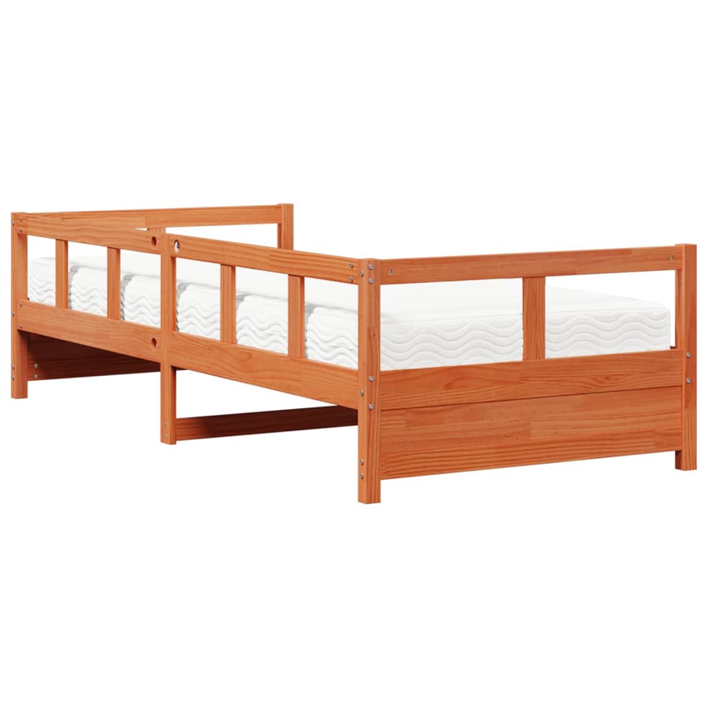 Dormeuse con Materasso Marrone 90x200 cm Legno Massello di Pino