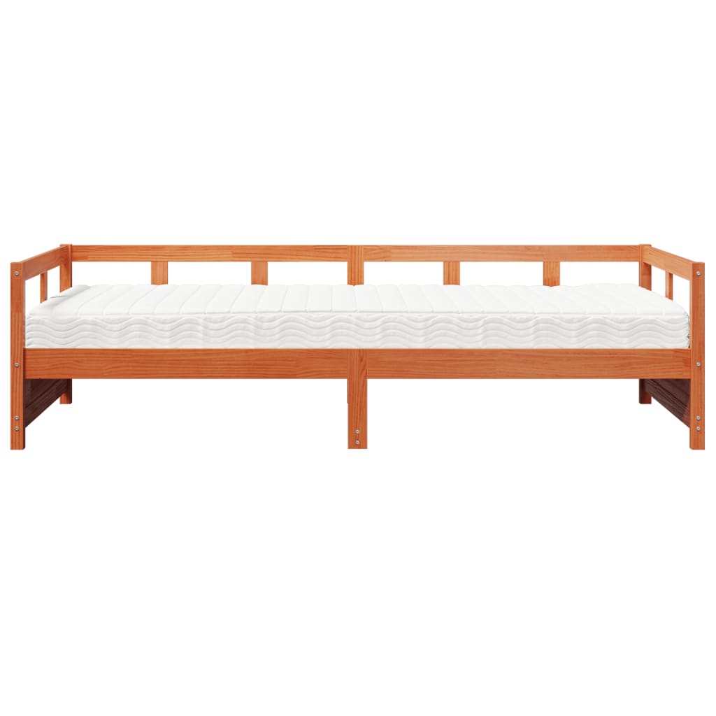 Dormeuse con Materasso Marrone 90x190 cm Legno Massello di Pino
