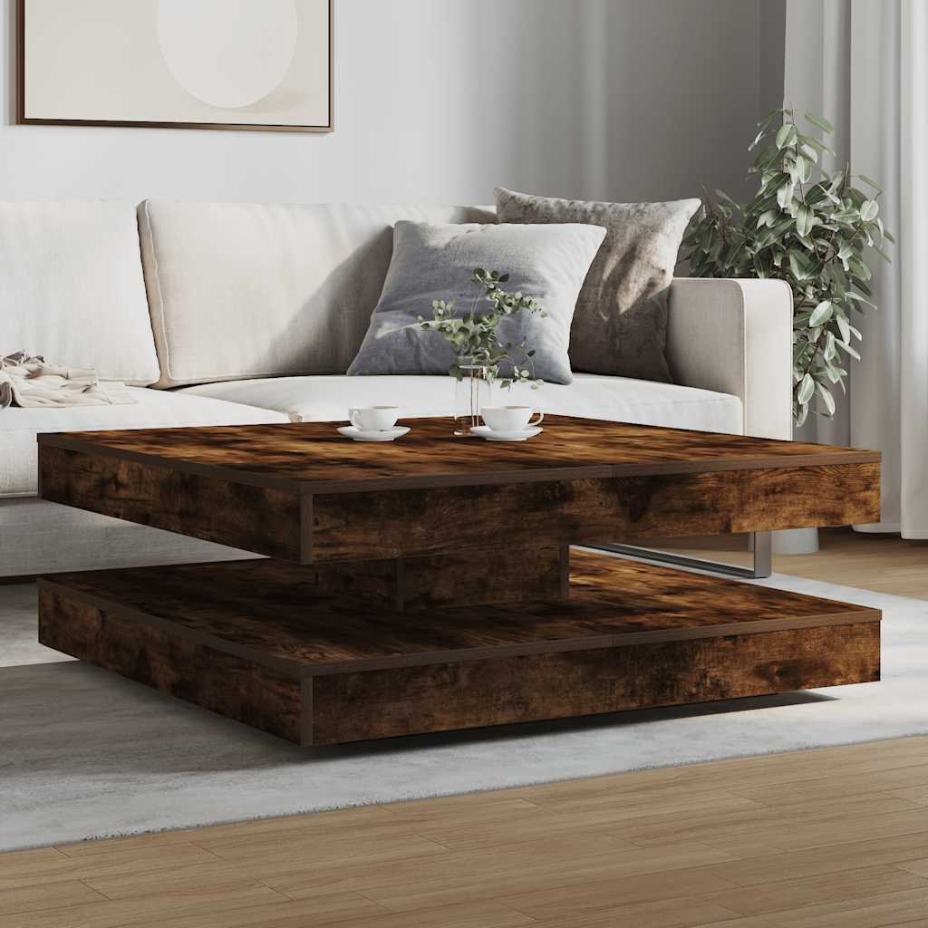 Tavolino da CaffÃƒÂ¨ Girevole a 360 Gradi Rovere 90x90x34,5 cm
