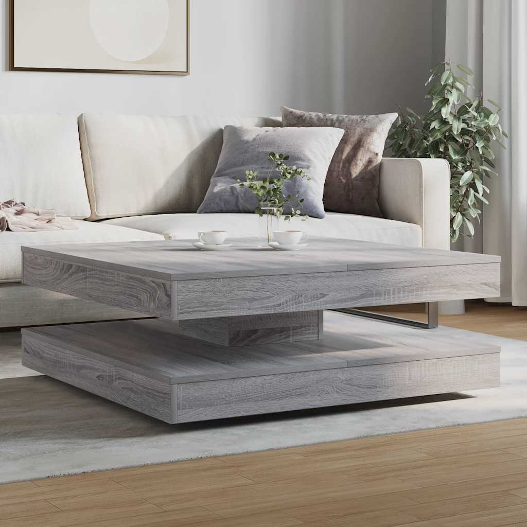 Tavolino da CaffÃ¨ Girevole a 360 Gradi Grigio 90x90x34,5 cm