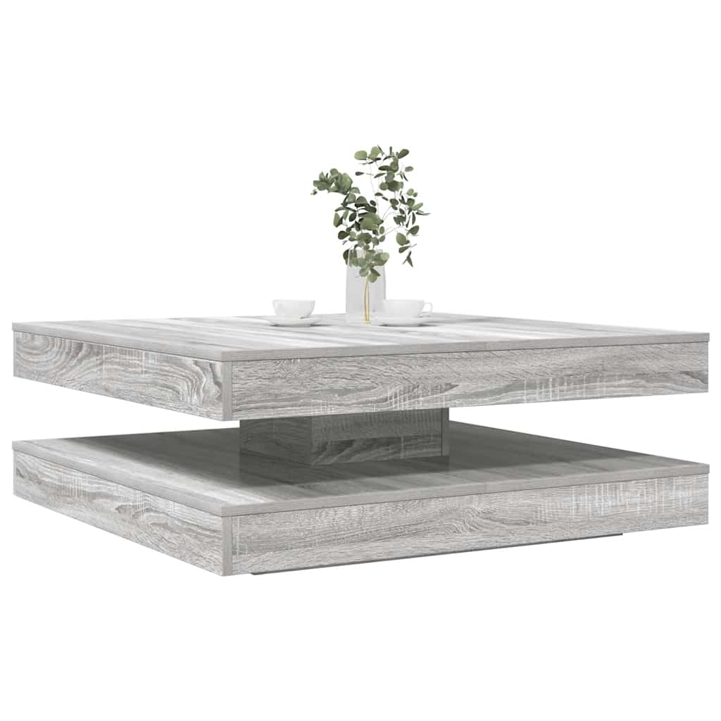Tavolino da CaffÃ¨ Girevole a 360 Gradi Grigio 90x90x34,5 cm