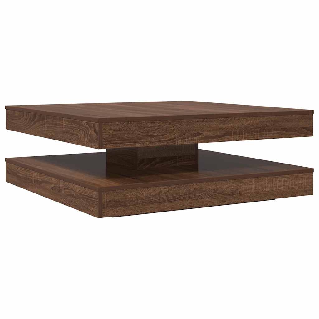 Tavolino da Caffè Girevole a 360 Gradi Marrone 90x90x34,5 cm