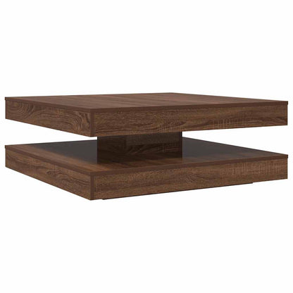 Tavolino da Caffè Girevole a 360 Gradi Marrone 90x90x34,5 cm