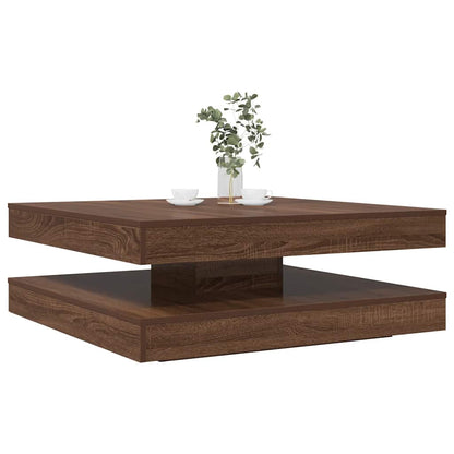 Tavolino da Caffè Girevole a 360 Gradi Marrone 90x90x34,5 cm