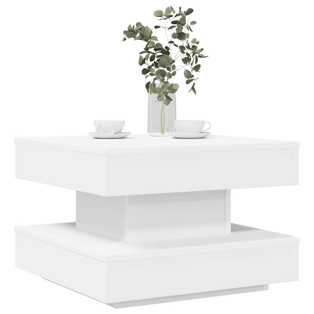 Tavolino da CaffÃ¨ Girevole a 360 Gradi Bianco 50x50x34,5 cm