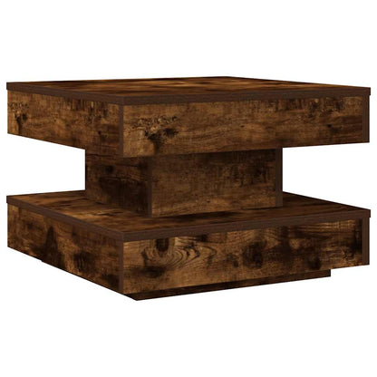 Tavolino da Caffè Girevole a 360 Gradi Rovere 50x50x34,5 cm