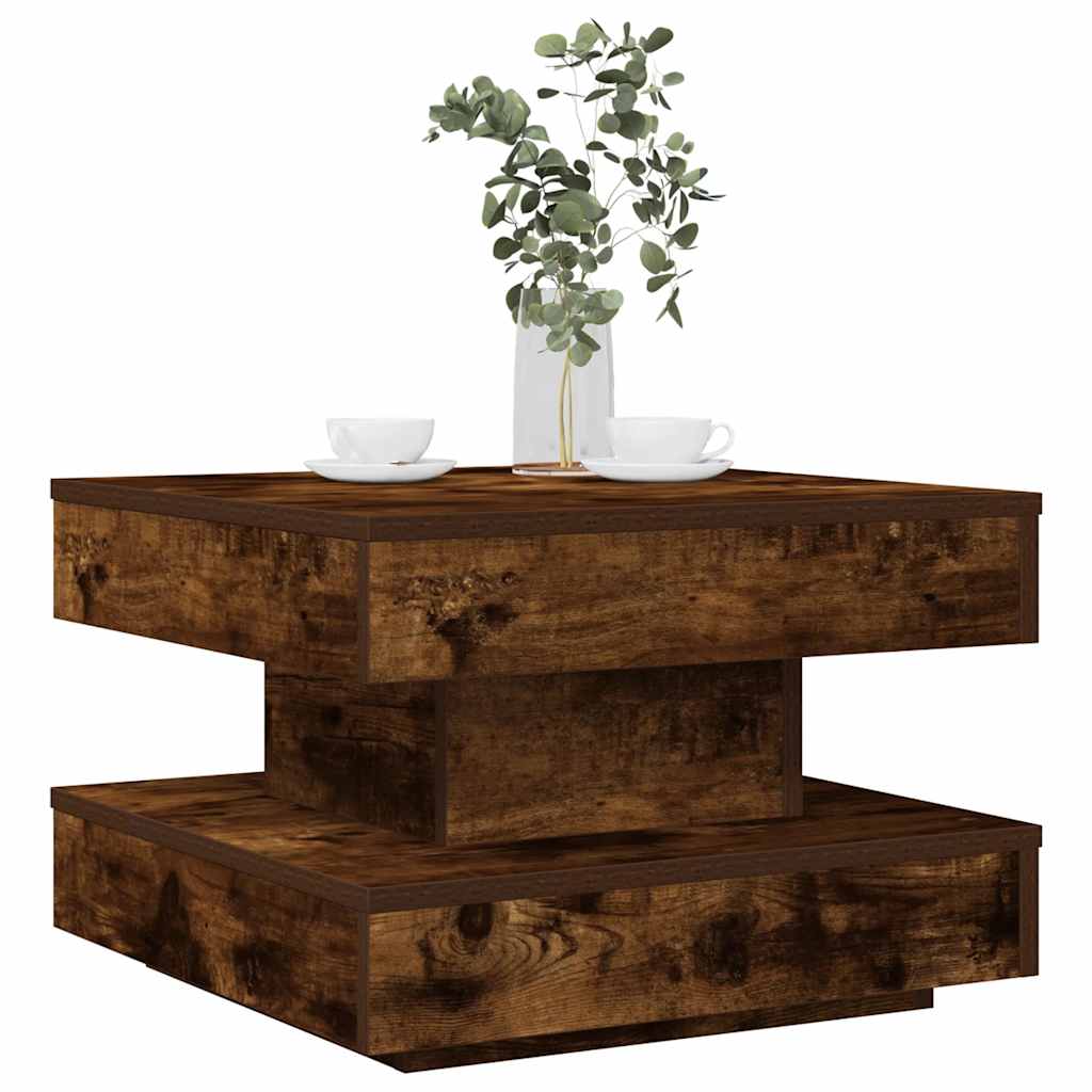 Tavolino da Caffè Girevole a 360 Gradi Rovere 50x50x34,5 cm