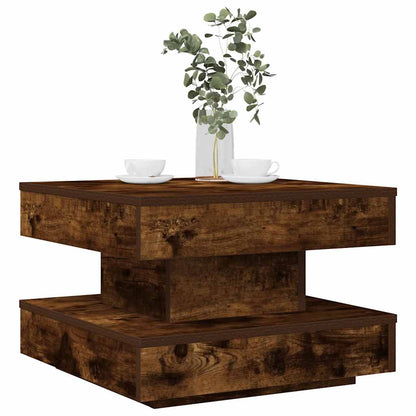 Tavolino da Caffè Girevole a 360 Gradi Rovere 50x50x34,5 cm