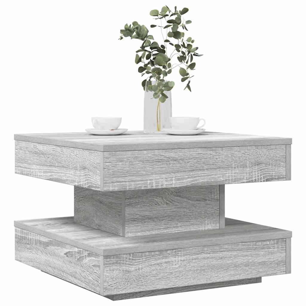 Tavolino da Caffè Girevole a 360 Gradi Grigio 50x50x34,5 cm