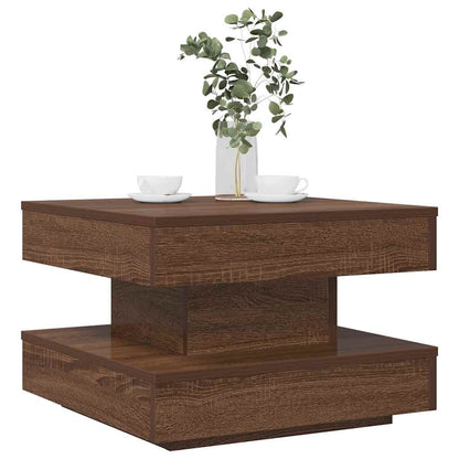 Tavolino da Caffè Girevole a 360 Gradi Marrone 50x50x34,5 cm