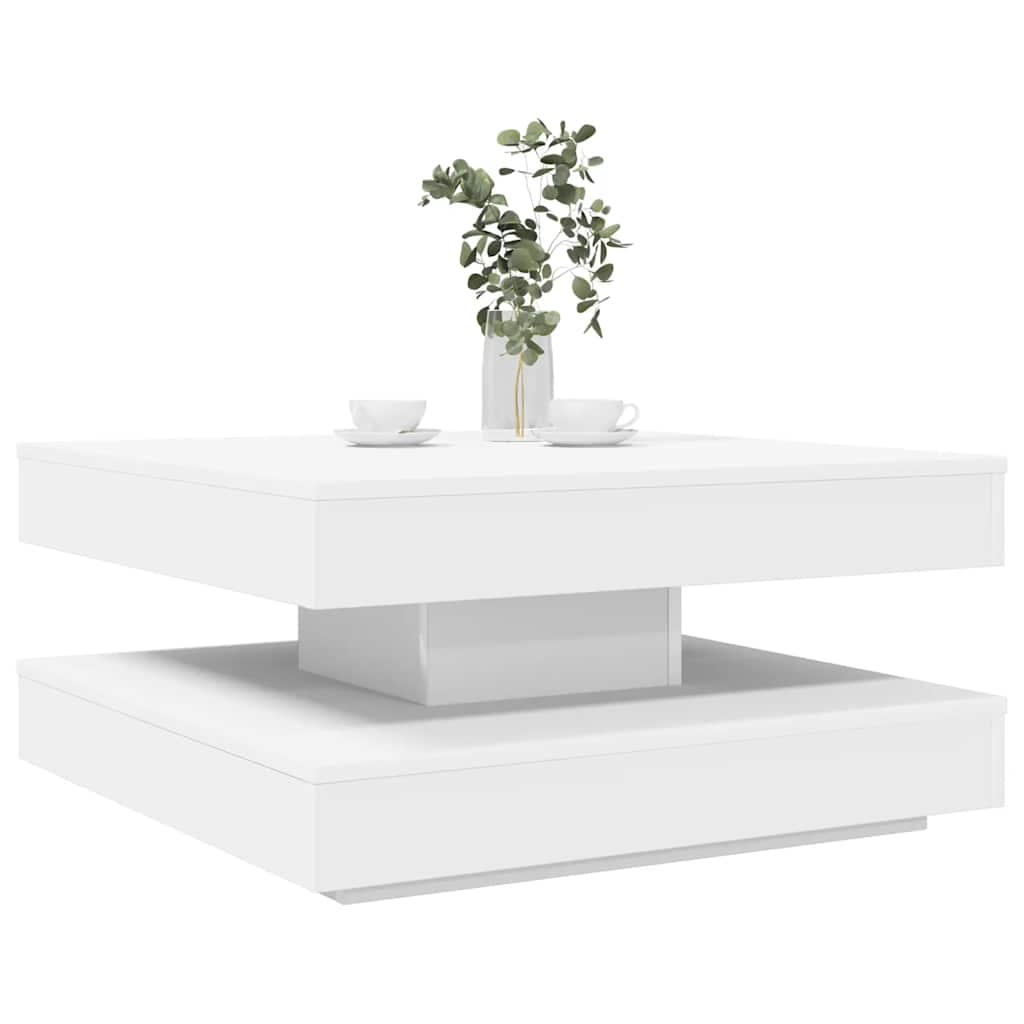 Tavolino da CaffÃ¨ Girevole a 360 Gradi Bianco 70x70x34,5 cm