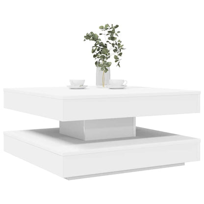 Tavolino da CaffÃ¨ Girevole a 360 Gradi Bianco 70x70x34,5 cm