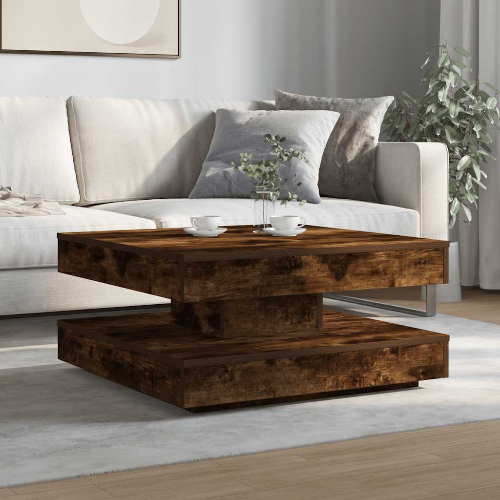Tavolino da CaffÃ¨ Girevole a 360 Gradi Rovere 70x70x34,5 cm
