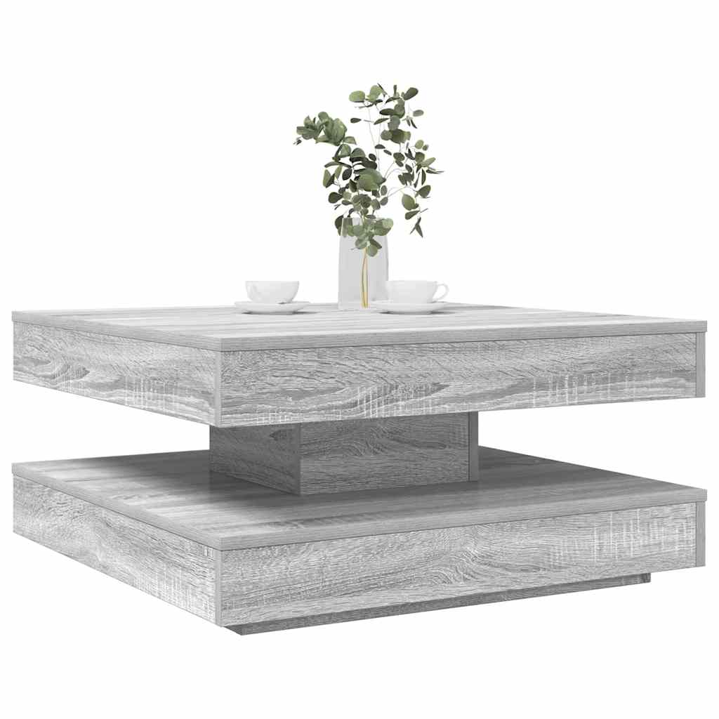 Tavolino da CaffÃ¨ Girevole a 360 Gradi Grigio 70x70x34,5 cm