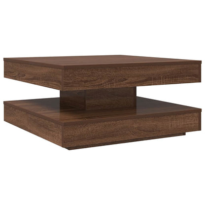 Tavolino da Caffè Girevole a 360 Gradi Marrone 70x70x34,5 cm