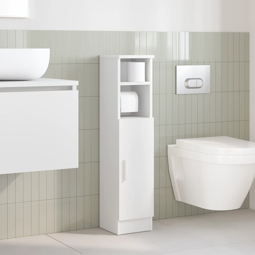 Mobile da Bagno con Portarotolo Bianco 20,5x22x90 cm