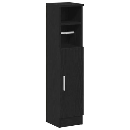 Mobile da Bagno con Portarotolo Nero 20,5x22x90 cm