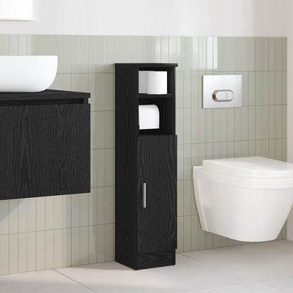 Mobile da Bagno con Portarotolo Nero 20,5x22x90 cm