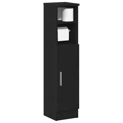 Mobile da Bagno con Portarotolo Nero 20,5x22x90 cm