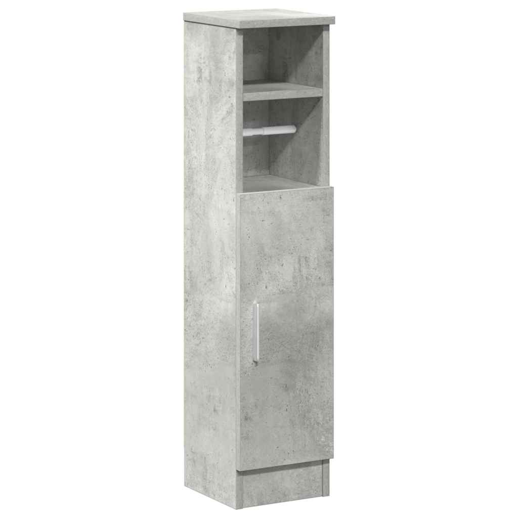 Mobile da Bagno con Portarotolo Grigio Cemento 20,5x22x90 cm