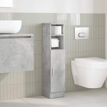Mobile da Bagno con Portarotolo Grigio Cemento 20,5x22x90 cm