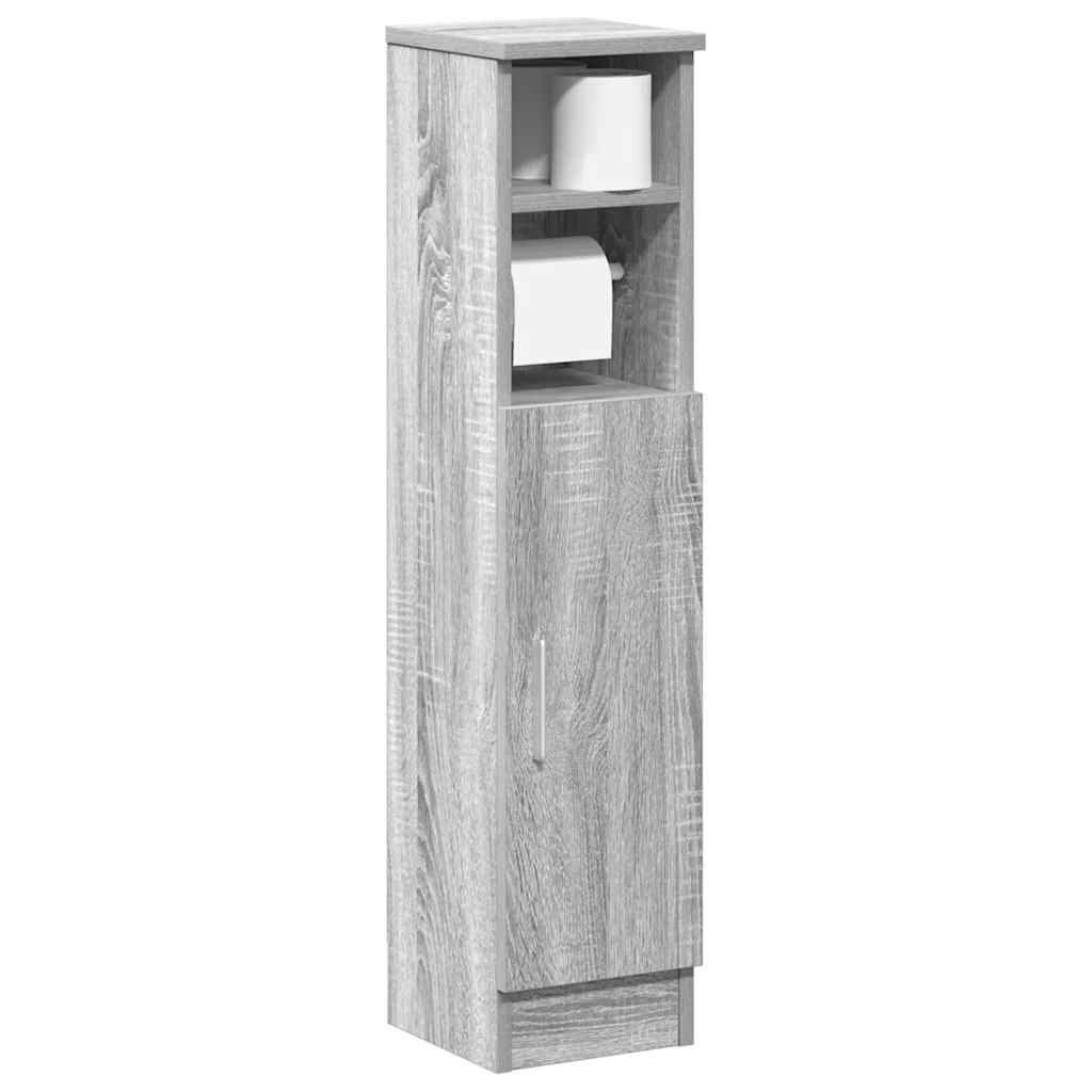 Mobile da Bagno con Portarotolo Grigio Sonoma 20,5x22x90 cm