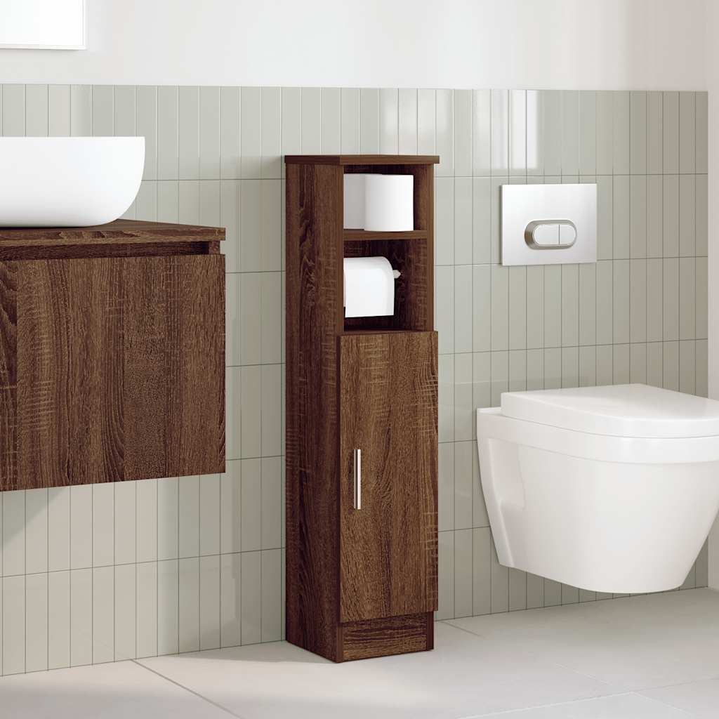 Mobile da Bagno con Portarotolo Rovere Marrone 20,5x22x90 cm