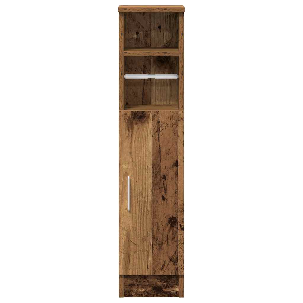 Mobile da Bagno con Portarotolo Legno Antico 20,5x22x90 cm