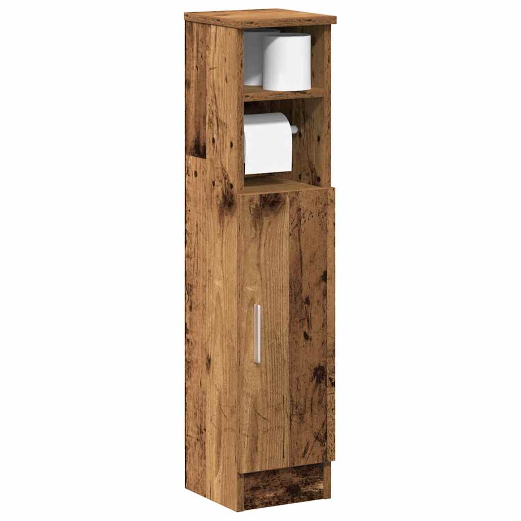 Mobile da Bagno con Portarotolo Legno Antico 20,5x22x90 cm