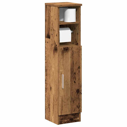 Mobile da Bagno con Portarotolo Legno Antico 20,5x22x90 cm