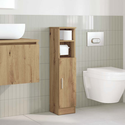 Mobile da Bagno con Portarotolo Rovere Artigianale 20,5x22x90cm
