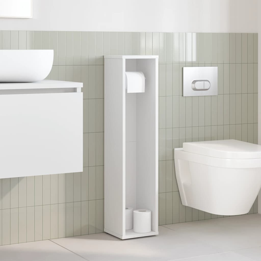 Mobile da Bagno con Portarotolo Bianco 20,5x20x90 cm