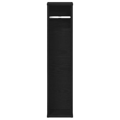 Mobile da Bagno con Portarotolo Nero 20,5x20x90 cm