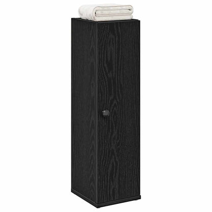 Mobile da Bagno con Portarotolo Nero 20,5x22x72 cm