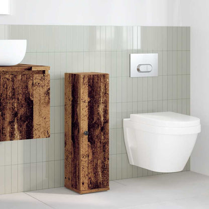 Mobile da Bagno con Portarotolo Legno Antico 20,5x22x72 cm