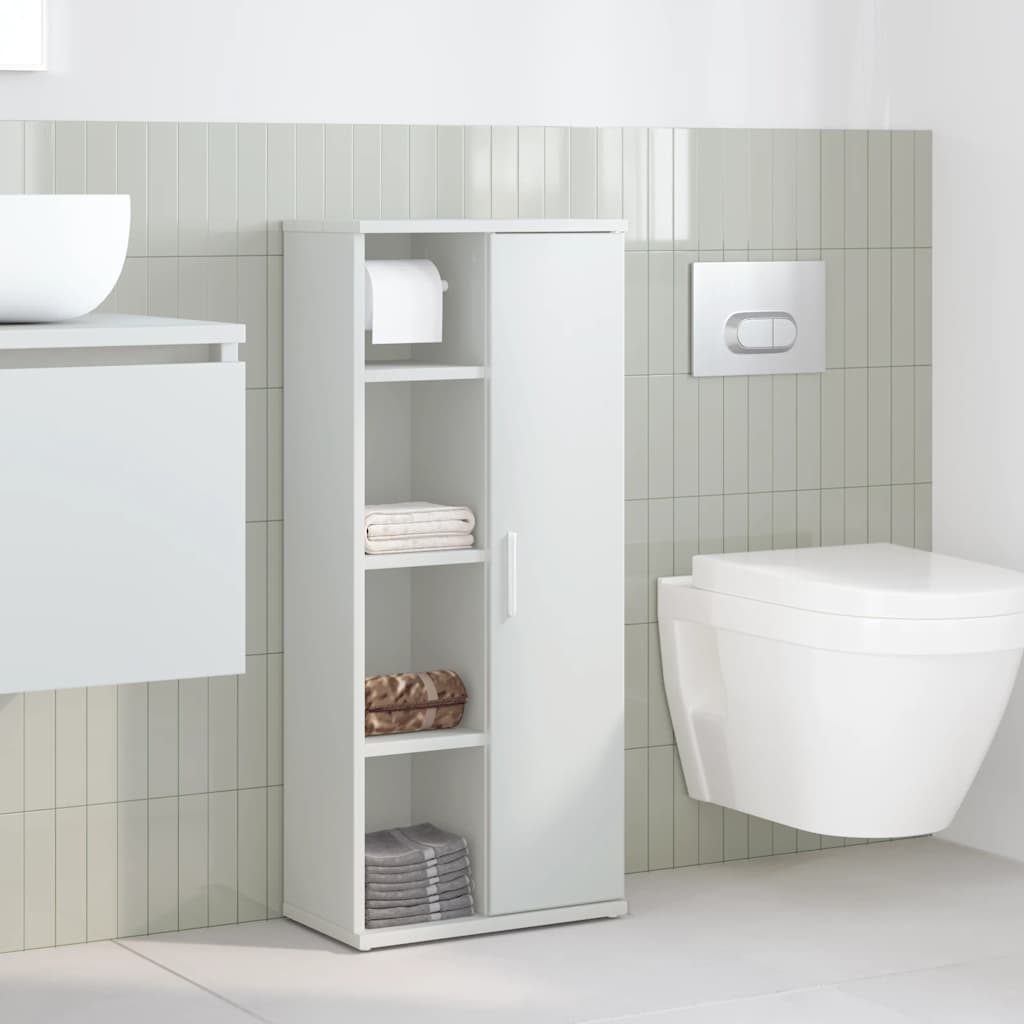 Mobile da Bagno con Portarotolo Bianco 39x22x90 cm