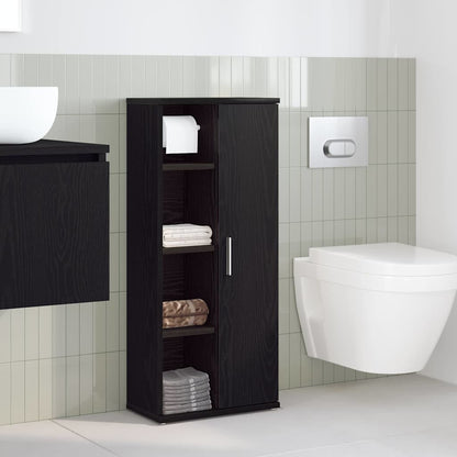 Mobile da Bagno con Portarotolo Nero 39x22x90 cm