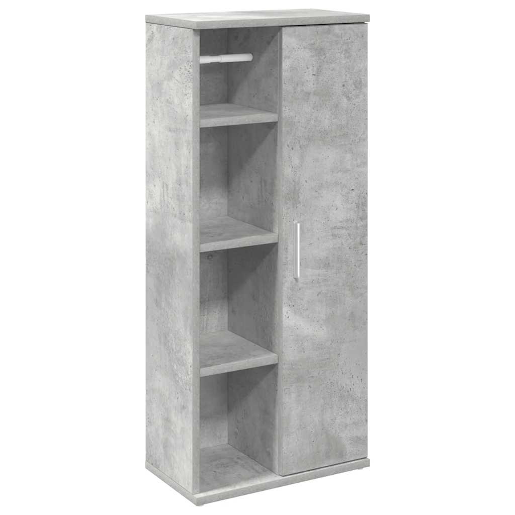 Mobile da Bagno con Portarotolo Grigio Cemento 39x22x90 cm