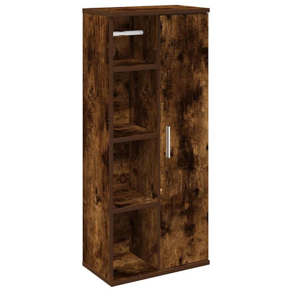 Mobile da Bagno con Portarotolo Rovere Fumo 39x22x90 cm