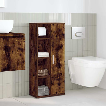 Mobile da Bagno con Portarotolo Rovere Fumo 39x22x90 cm